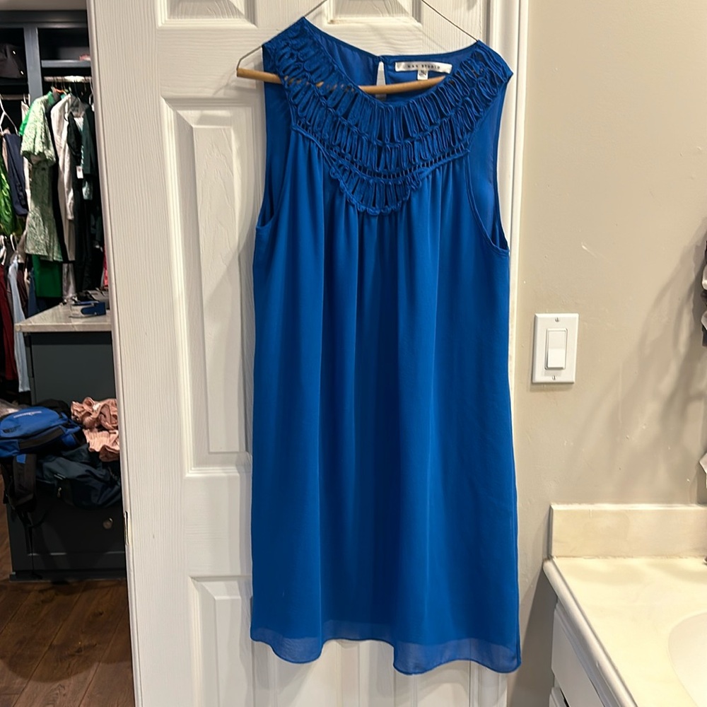 Blue crepe max studio dress